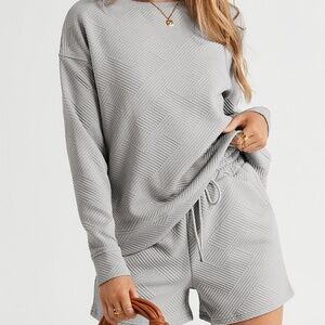 Grey Textured Two-Piece Lounge Set‎